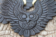 Load image into Gallery viewer, OWL WOODEN CARVED EARRINGS