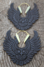 Load image into Gallery viewer, OWL WOODEN CARVED EARRINGS