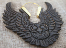 Load image into Gallery viewer, OWL WOODEN CARVED EARRINGS
