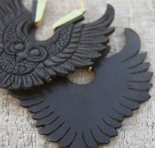 Load image into Gallery viewer, OWL WOODEN CARVED EARRINGS
