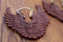 Load image into Gallery viewer, OWL WOODEN CARVED EARRINGS