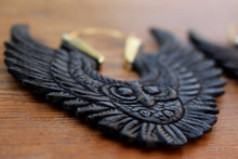 Load image into Gallery viewer, OWL WOODEN CARVED EARRINGS