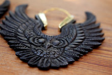 Load image into Gallery viewer, OWL WOODEN CARVED EARRINGS