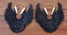 Load image into Gallery viewer, OWL WOODEN CARVED EARRINGS
