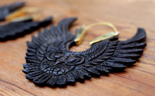 Load image into Gallery viewer, OWL WOODEN CARVED EARRINGS