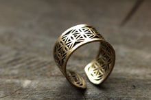 Load image into Gallery viewer, FLOWER OF LIFE BRASS RING
